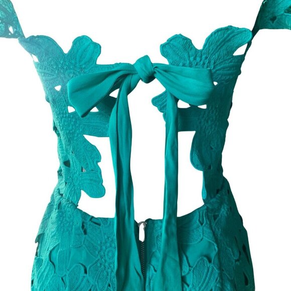 Free People X Saylor Off The Shoulder Presley Floral Green Dress Womens Size L - Picture 6 of 9